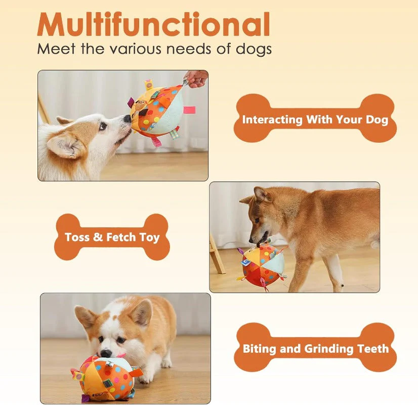 Plush Tug-and-Squeak Dog Ball - Image 3